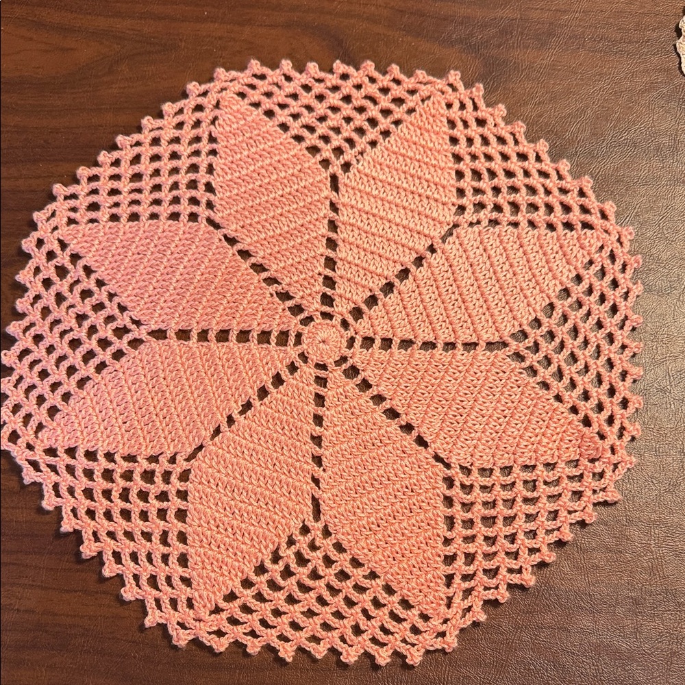 Peach Crochet Doily 12”